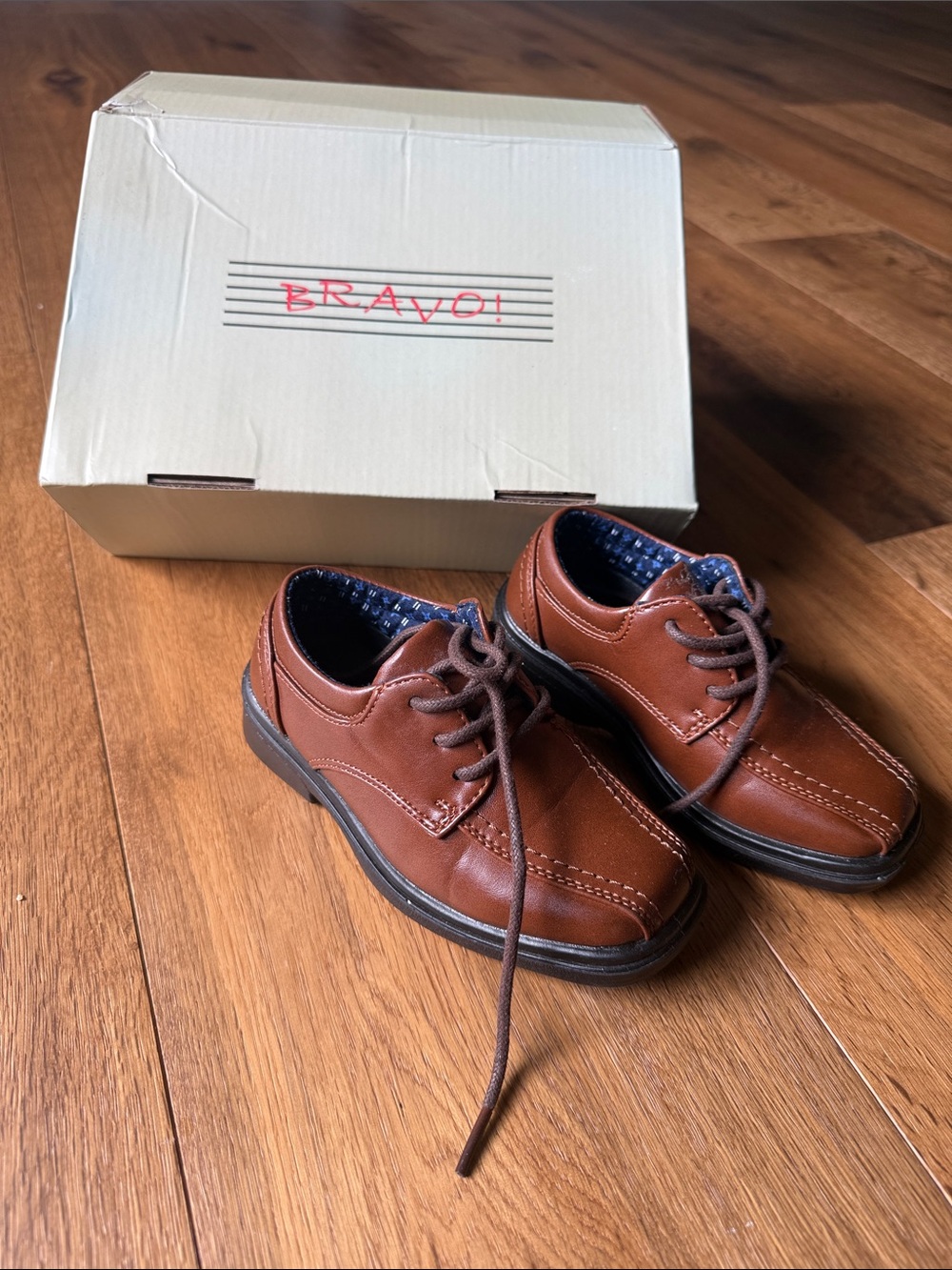 Kids' Brown Leather Dress Shoes - Lace-Up Comfort - Picture 1 of 7